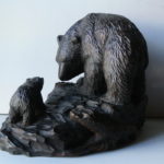 堀井清司 「親子熊」木彫 - アンティーク雑貨・古道具の札幌  