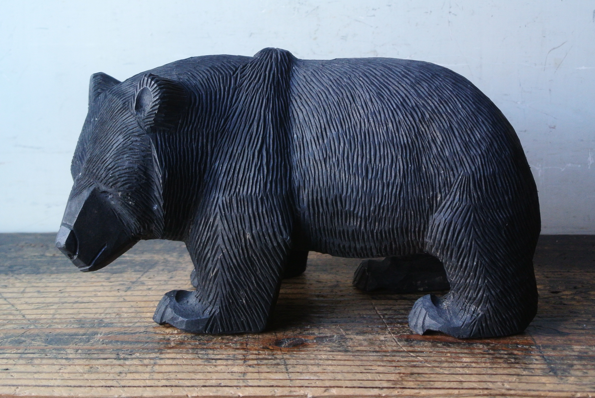 木彫り熊 アイヌ伝統工芸 作家荒良 ビンテージ 動物置物 - 彫刻