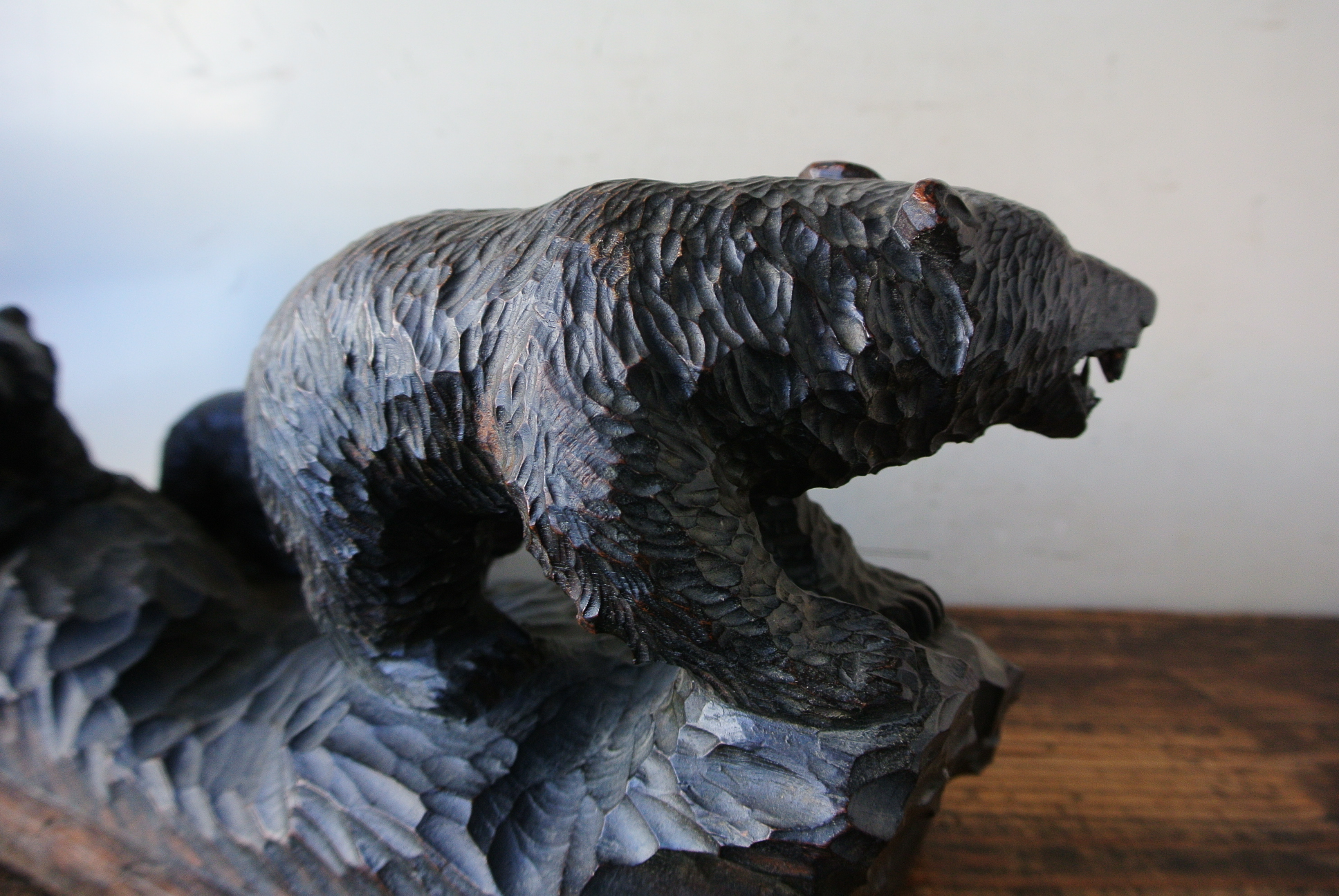旭川の木彫り熊「親子熊」 - アンティーク雑貨・古道具の札幌 